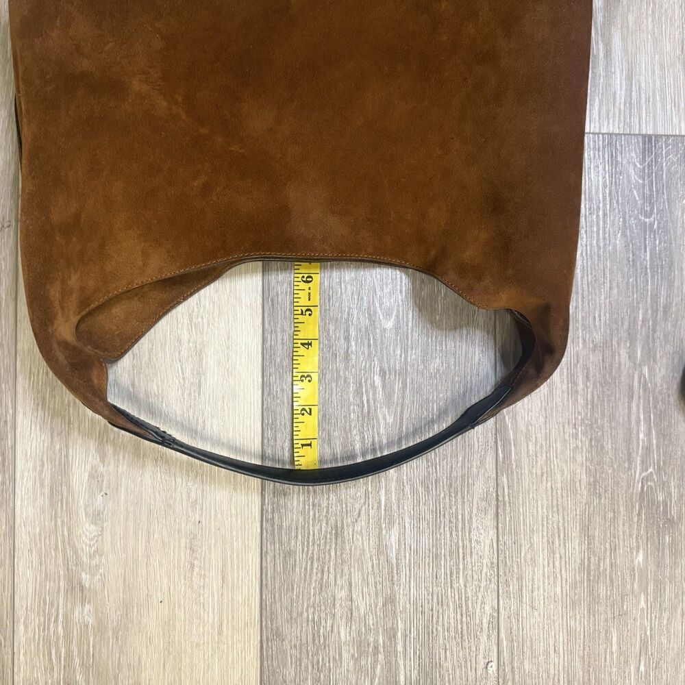 Madewell The Mylie Suede Shoulder Bag Russet Brown Hobo Slouch Zip Top - Picture 11 of 14
